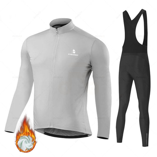 Solid Color Winter Fleece Cycling Jersey Set