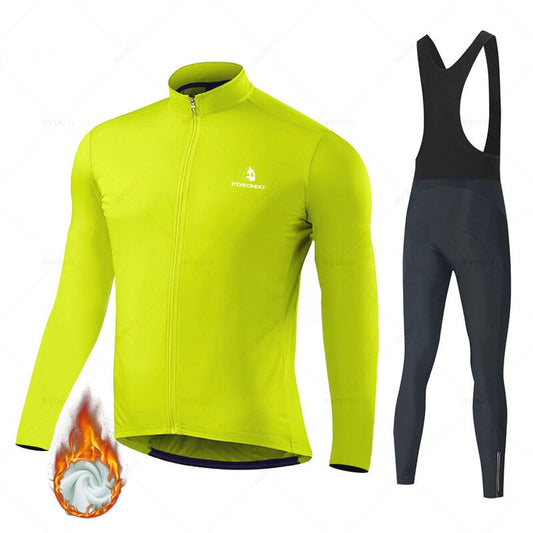 Solid Color Winter Fleece Cycling Jersey Set