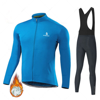 Solid Color Winter Fleece Cycling Jersey Set